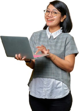 Pengguna Menii bekerja dengan laptop